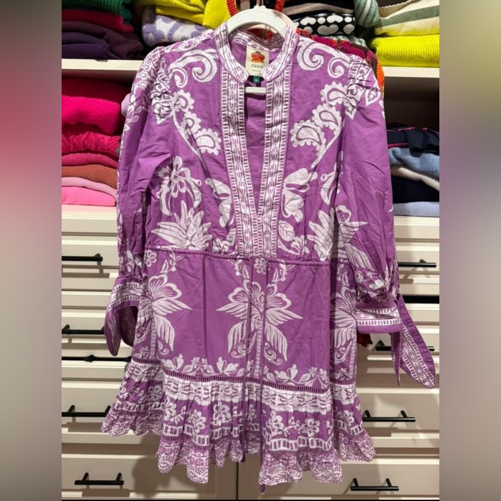 Purple and White Floral Tunic Dress